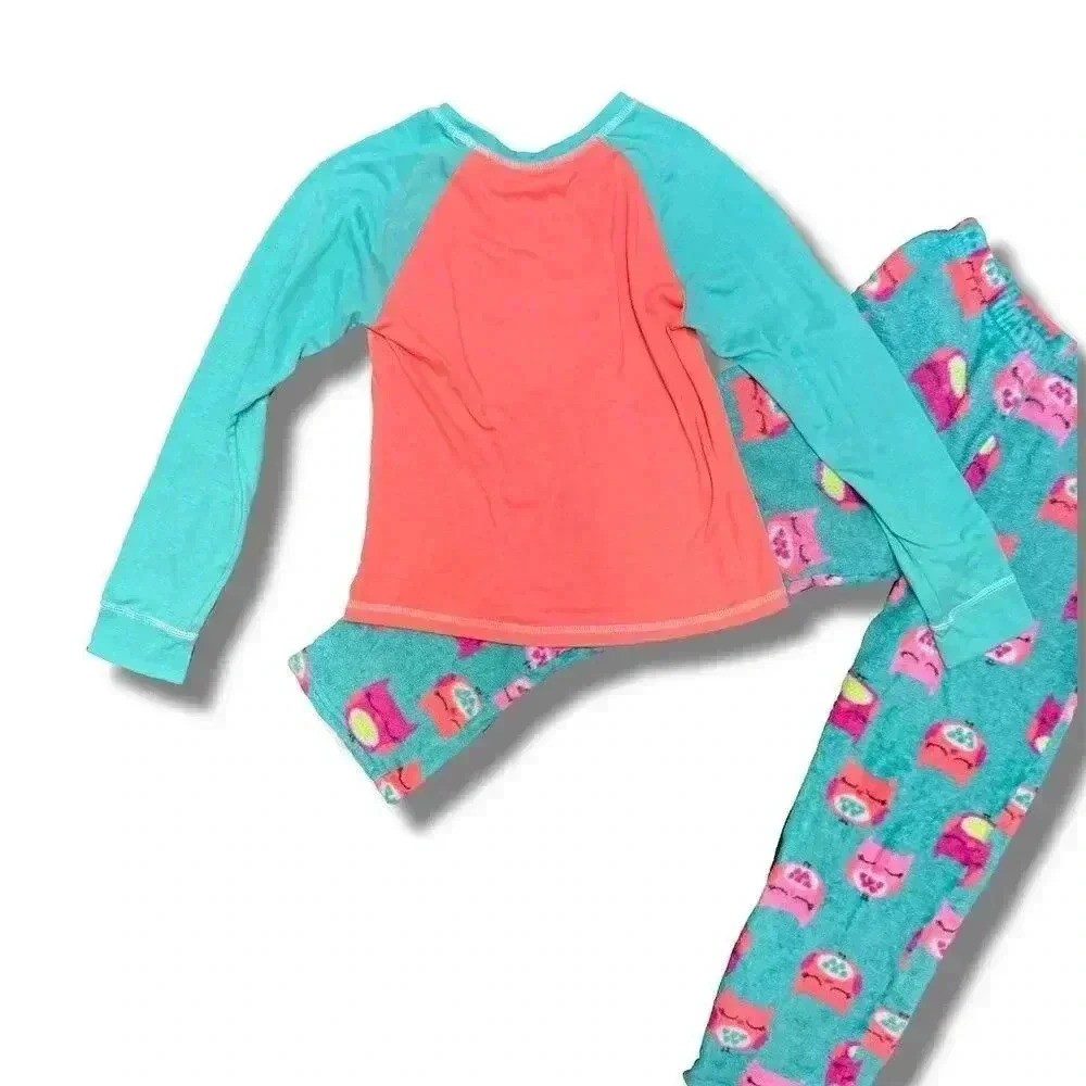Wonder Nation Girls' Owl Pajama Set XL Multicolor Long Sleeve 2-Piece - Picture 4 of 7